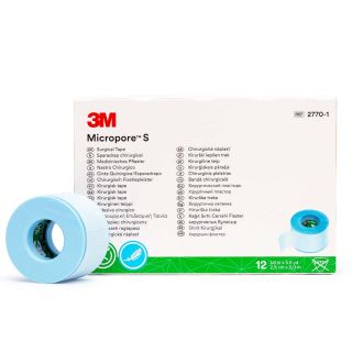 3M Micropore S silicone tape 25 mm, 12 pcs