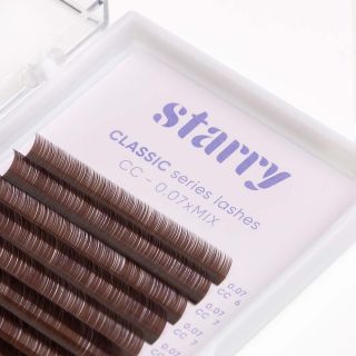 Brown lashes CC 0.07 MIX 6-13mm 1 Starry lashes