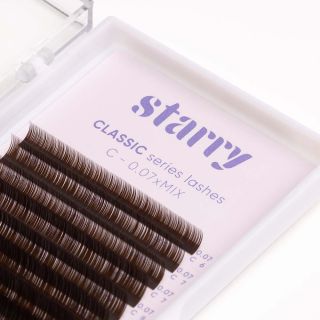 Dark brown lashes D 0,1 MIX 7-14mm 0 Starry lashes