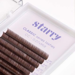 Brown lashes D 0.1 MIX 7-14mm 0 Starry lashes