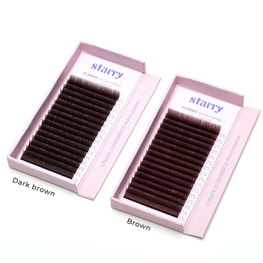 Dark Brown and Brown lash extensions